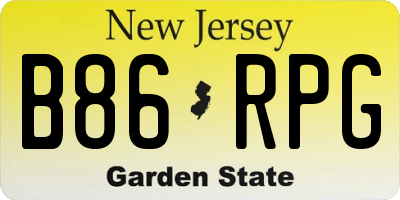NJ license plate B86RPG