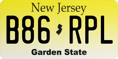 NJ license plate B86RPL
