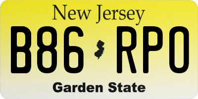 NJ license plate B86RPO