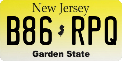 NJ license plate B86RPQ