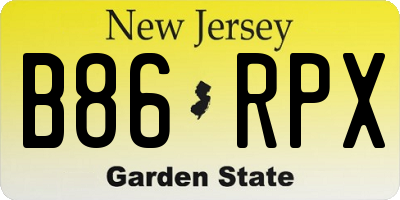 NJ license plate B86RPX