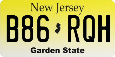 NJ license plate B86RQH