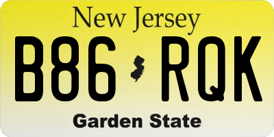 NJ license plate B86RQK
