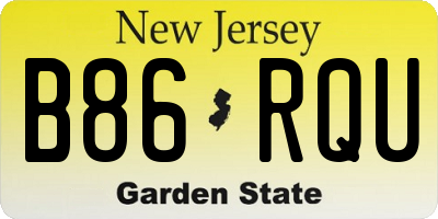 NJ license plate B86RQU