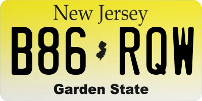 NJ license plate B86RQW
