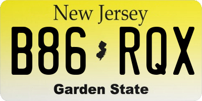 NJ license plate B86RQX