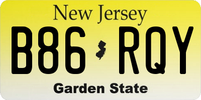 NJ license plate B86RQY