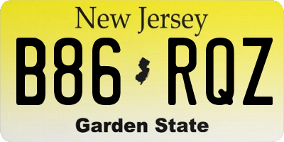 NJ license plate B86RQZ