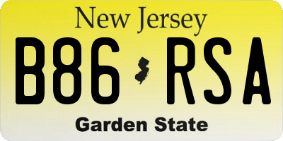 NJ license plate B86RSA