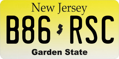 NJ license plate B86RSC