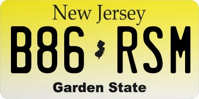 NJ license plate B86RSM