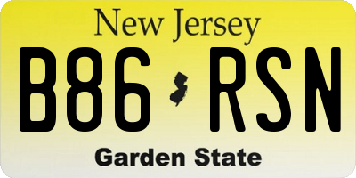 NJ license plate B86RSN