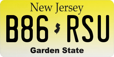 NJ license plate B86RSU