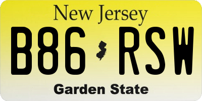 NJ license plate B86RSW