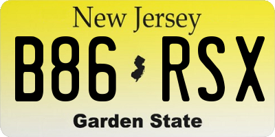 NJ license plate B86RSX