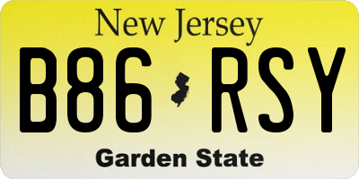 NJ license plate B86RSY