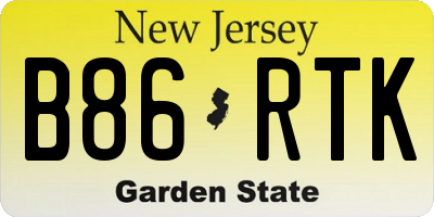 NJ license plate B86RTK
