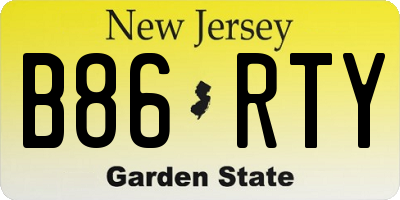 NJ license plate B86RTY