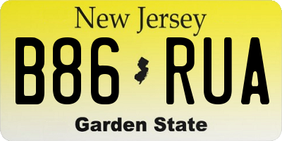 NJ license plate B86RUA