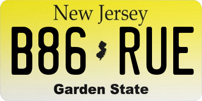 NJ license plate B86RUE