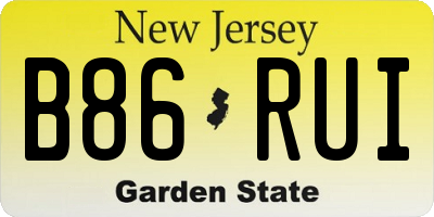 NJ license plate B86RUI