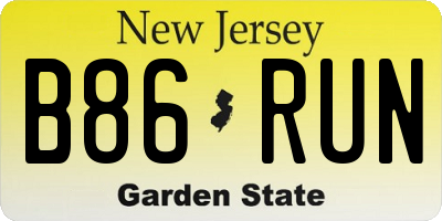 NJ license plate B86RUN