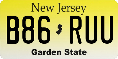 NJ license plate B86RUU