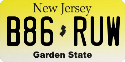 NJ license plate B86RUW