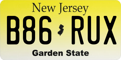 NJ license plate B86RUX