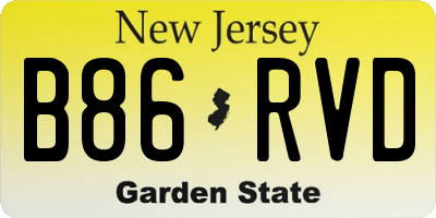 NJ license plate B86RVD