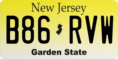 NJ license plate B86RVW