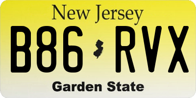 NJ license plate B86RVX