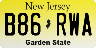 NJ license plate B86RWA