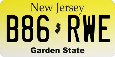 NJ license plate B86RWE