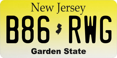 NJ license plate B86RWG