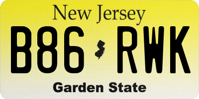 NJ license plate B86RWK
