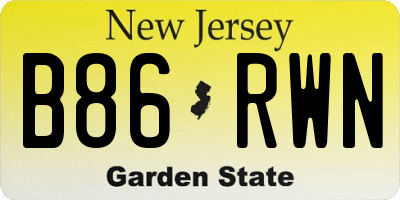 NJ license plate B86RWN