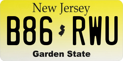 NJ license plate B86RWU