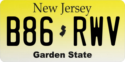 NJ license plate B86RWV