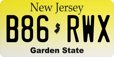NJ license plate B86RWX