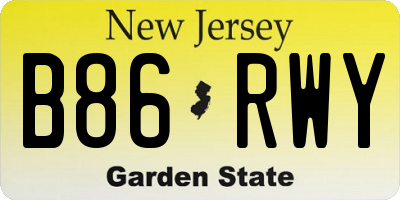 NJ license plate B86RWY