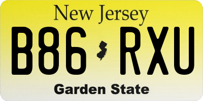 NJ license plate B86RXU
