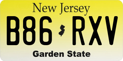 NJ license plate B86RXV