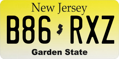 NJ license plate B86RXZ