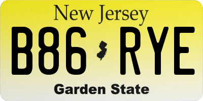 NJ license plate B86RYE