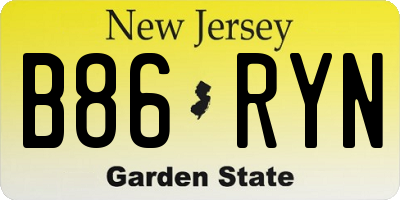 NJ license plate B86RYN