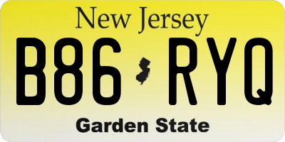 NJ license plate B86RYQ