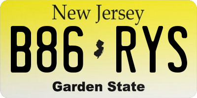 NJ license plate B86RYS