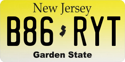 NJ license plate B86RYT
