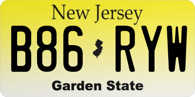 NJ license plate B86RYW